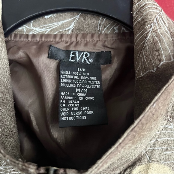 Vintage 90’s EVR Silk Leaf Print Bomber Jacket - Picture 3 of 7